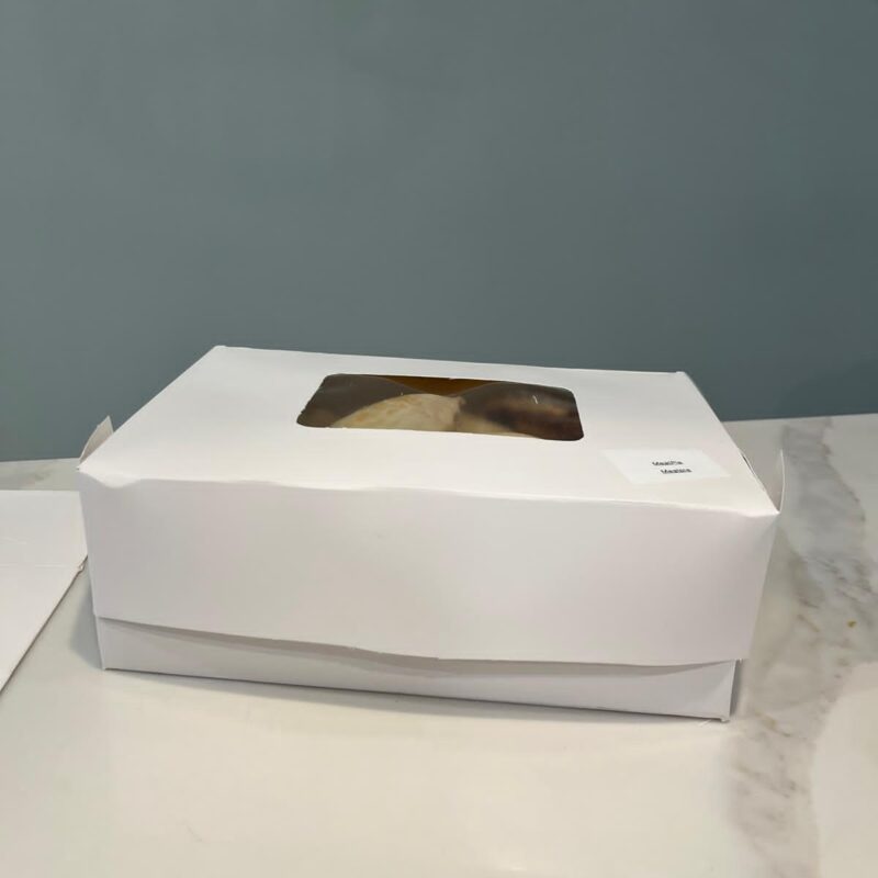 6-Pack White Paper Snack Boxes with Window | Large Half-Sheet Bakery Boxes for Pastries & Treats